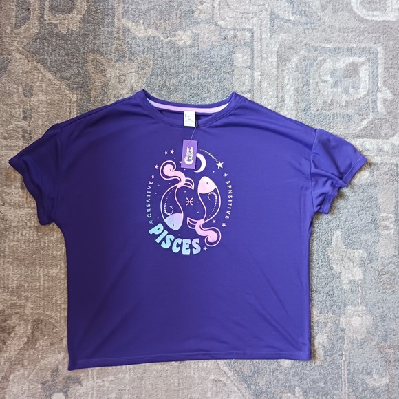 Sugar &amp; Jade Tops - Pisces PJ Sugar Jade Girls XXL 20/22 purple Graphic Short Sleeve Pajama Tee NWT